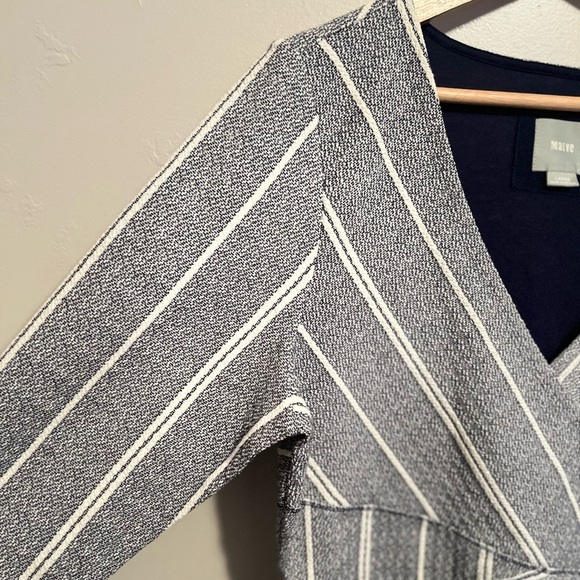 Anthropologie Maeve Striped‎ V-neck Surplice 3/4 Sleeve Cotton Blend Dress - Picture 4 of 13